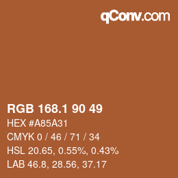 カラーコード: RGB 168.1 90 49 | qconv.com