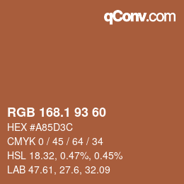 カラーコード: RGB 168.1 93 60 | qconv.com