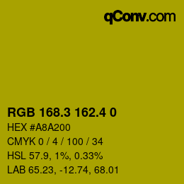 カラーコード: RGB 168.3 162.4 0 | qconv.com