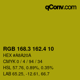 カラーコード: RGB 168.3 162.4 10 | qconv.com