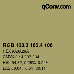 カラーコード: RGB 168.3 162.4 106 | qconv.com