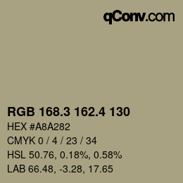 カラーコード: RGB 168.3 162.4 130 | qconv.com
