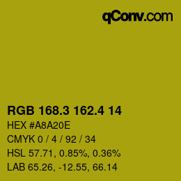 カラーコード: RGB 168.3 162.4 14 | qconv.com