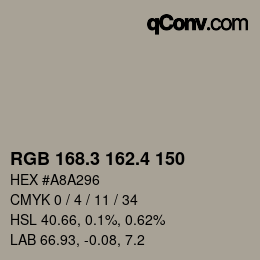 カラーコード: RGB 168.3 162.4 150 | qconv.com
