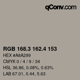 カラーコード: RGB 168.3 162.4 153 | qconv.com