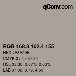 カラーコード: RGB 168.3 162.4 155 | qconv.com