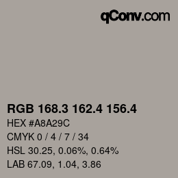 カラーコード: RGB 168.3 162.4 156.4 | qconv.com