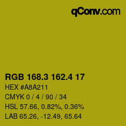カラーコード: RGB 168.3 162.4 17 | qconv.com