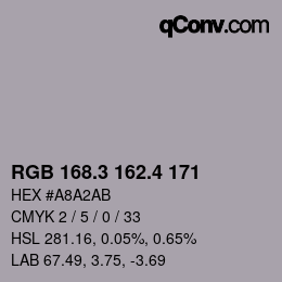 カラーコード: RGB 168.3 162.4 171 | qconv.com