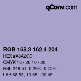 カラーコード: RGB 168.3 162.4 204 | qconv.com
