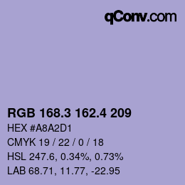 カラーコード: RGB 168.3 162.4 209 | qconv.com