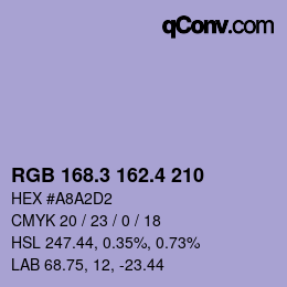 カラーコード: RGB 168.3 162.4 210 | qconv.com