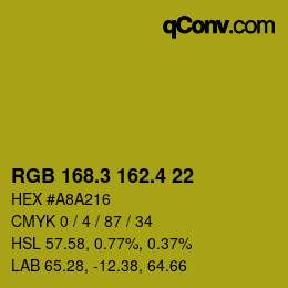 カラーコード: RGB 168.3 162.4 22 | qconv.com