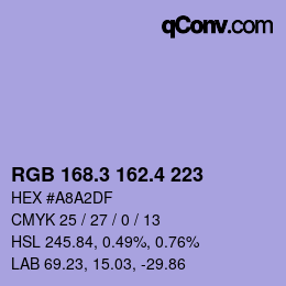カラーコード: RGB 168.3 162.4 223 | qconv.com