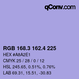 カラーコード: RGB 168.3 162.4 225 | qconv.com