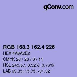 カラーコード: RGB 168.3 162.4 226 | qconv.com
