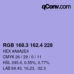 カラーコード: RGB 168.3 162.4 228 | qconv.com