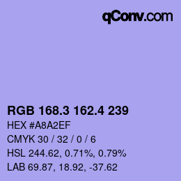 カラーコード: RGB 168.3 162.4 239 | qconv.com