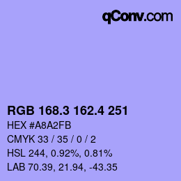 カラーコード: RGB 168.3 162.4 251 | qconv.com