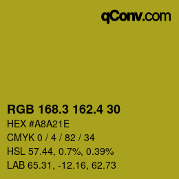 カラーコード: RGB 168.3 162.4 30 | qconv.com
