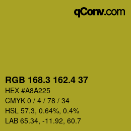 カラーコード: RGB 168.3 162.4 37 | qconv.com