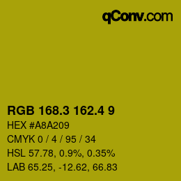 カラーコード: RGB 168.3 162.4 9 | qconv.com