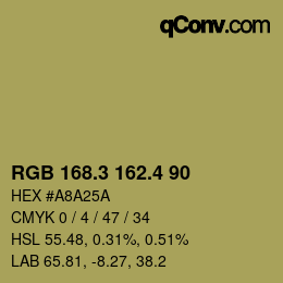 カラーコード: RGB 168.3 162.4 90 | qconv.com