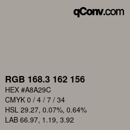 カラーコード: RGB 168.3 162 156 | qconv.com