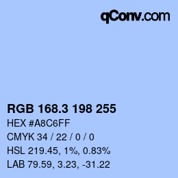 カラーコード: RGB 168.3 198 255 | qconv.com