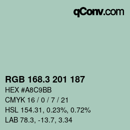 カラーコード: RGB 168.3 201 187 | qconv.com