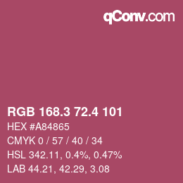 カラーコード: RGB 168.3 72.4 101 | qconv.com