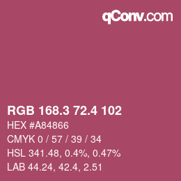 カラーコード: RGB 168.3 72.4 102 | qconv.com