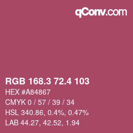 カラーコード: RGB 168.3 72.4 103 | qconv.com