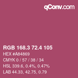 カラーコード: RGB 168.3 72.4 105 | qconv.com