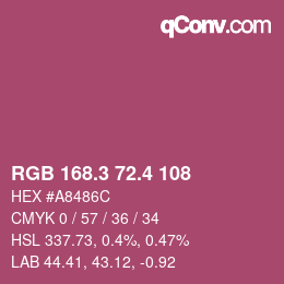カラーコード: RGB 168.3 72.4 108 | qconv.com