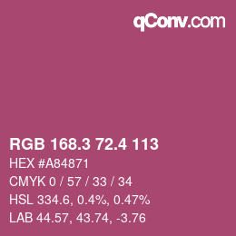 カラーコード: RGB 168.3 72.4 113 | qconv.com