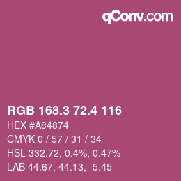 カラーコード: RGB 168.3 72.4 116 | qconv.com