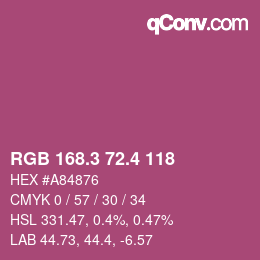 カラーコード: RGB 168.3 72.4 118 | qconv.com