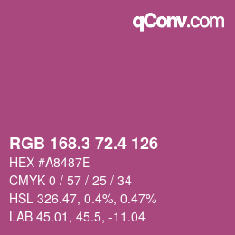 カラーコード: RGB 168.3 72.4 126 | qconv.com