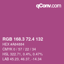 カラーコード: RGB 168.3 72.4 132 | qconv.com