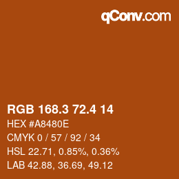 カラーコード: RGB 168.3 72.4 14 | qconv.com