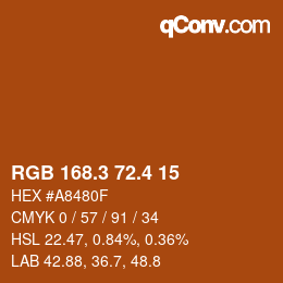 カラーコード: RGB 168.3 72.4 15 | qconv.com