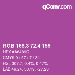 カラーコード: RGB 168.3 72.4 156 | qconv.com