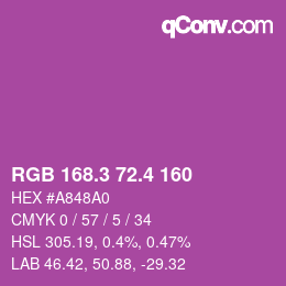 カラーコード: RGB 168.3 72.4 160 | qconv.com