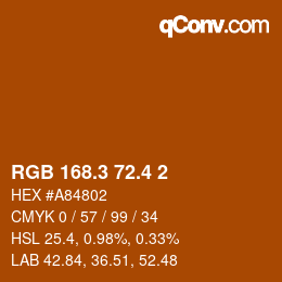 カラーコード: RGB 168.3 72.4 2 | qconv.com