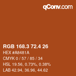 カラーコード: RGB 168.3 72.4 26 | qconv.com