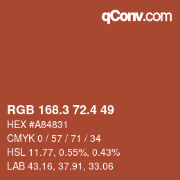 カラーコード: RGB 168.3 72.4 49 | qconv.com