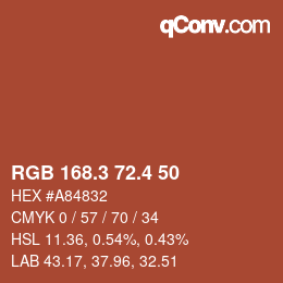 カラーコード: RGB 168.3 72.4 50 | qconv.com