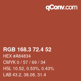 カラーコード: RGB 168.3 72.4 52 | qconv.com