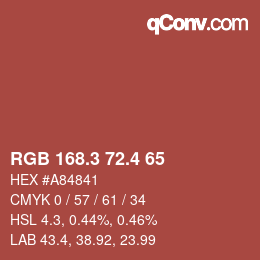 カラーコード: RGB 168.3 72.4 65 | qconv.com